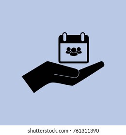 Calendar page with man. vector icon