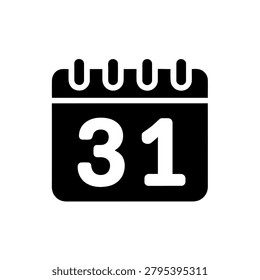Calendar page marking thirty first day deadline date symbol.