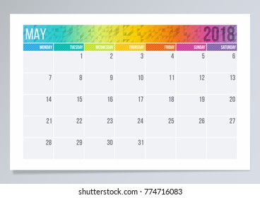 Calendar page - May 2018