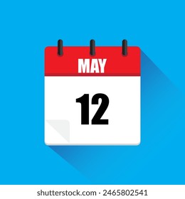 Calendar page May. Date twelve. Vector illustration. Blue background.