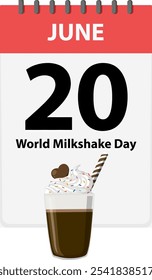 Calendar page with milkshake illustration and date