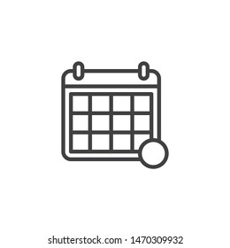 Calendar page notification line icon. linear style sign for mobile concept and web design. Calendar reminder, notice outline vector icon. Symbol, logo illustration. Vector graphics