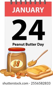 Calendar page with peanut butter jar and toast