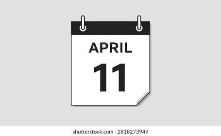 Calendar page showing the date of April eleventh is displayed on a neutral gray background in a clean flat design style.