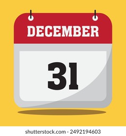Calendar page vector icon. 31st of December calendar date vector. Vector Illustration. 