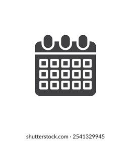 Calendar page vector icon. filled flat sign for mobile concept and web design. Monthly Calendar glyph icon. Planner symbol, logo illustration. Vector graphics