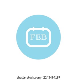calendar page vector icon for month of February. wall calendar symbol showing month of February. 
