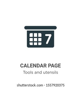 Calendar page vector icon on white background. Flat vector calendar page icon symbol sign from modern tools and utensils collection for mobile concept and web apps design.