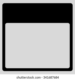Calendar Page vector icon. Style is flat symbol, black color, rounded angles, light gray background.
