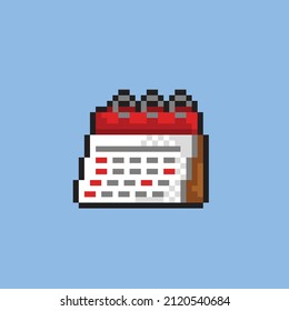 a calendar paper in pixel art style