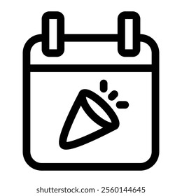 Calendar party icon with simple and line style