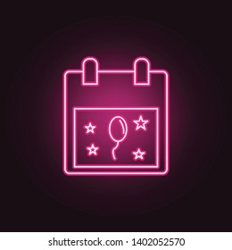 calendar party neon icon. Elements of Party set. Simple icon for websites, web design, mobile app, info graphics