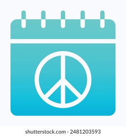 Calendar With Peace Sign Vector Icon, Isolated Gradient Vector Icon.