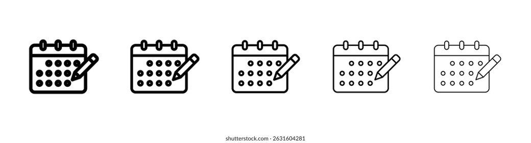 Ícone de caneta do calendário em preto. Ilustração vetorial para design gráfico