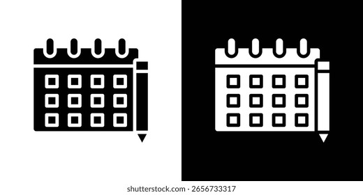Kalenderstift-Symbol in flachschwarzem, einfarbigem Vektorsatz