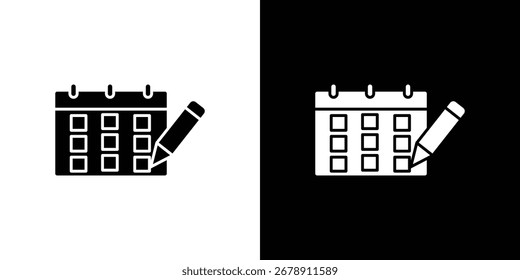 Diseño plano del icono de la pluma del calendario. Eps 10