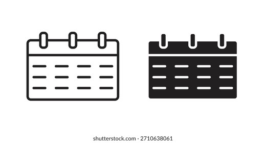Icono de pluma del calendario. Colección de estilo plana y de trazo. símbolo simple