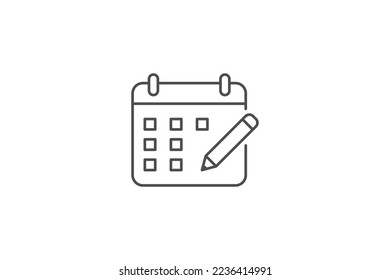 Calendar and pen icon line vector design