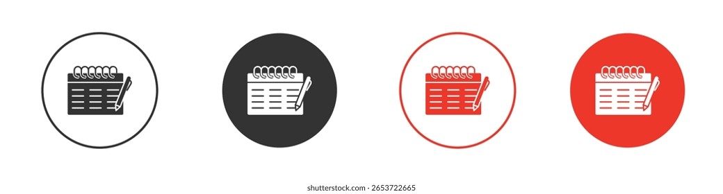 Ícone de caneta de calendário para logotipo, símbolo de sinal de vetor para design