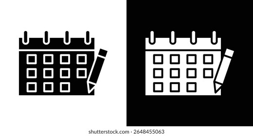 Calendar pen icon symbol collection. Flat vector stock illustration.