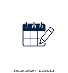 Calendar with pen icon, vector isolated simple illustration. planning concept.