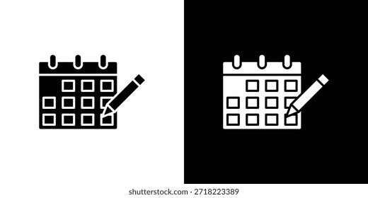 Iconos de lápiz de calendario. Vector Plantilla Ilustración Símbolo Píxeles Perfecto