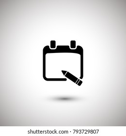Calendar and pen vector icon