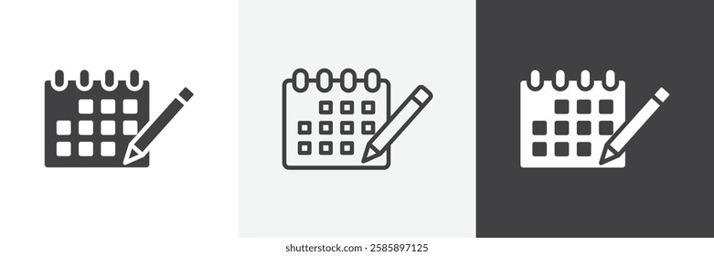 Calendar pen vector icons collection graphic designs for ui designs
