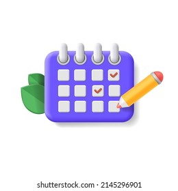 Calendar with pencil mark of Important event. Time planning, goal setting and workflow planning. Schedule vector illustration.