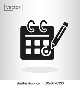 Calendar, pencil, marking day, icon vector