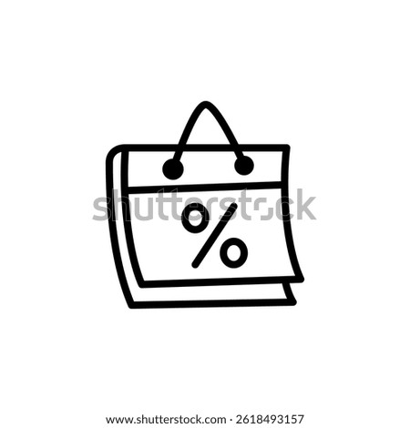 Calendar with percent icon. Discount calendar, simple flat style, illustration, logo sign symbol pictogram template, for ui or ux isolated on white for mobile app, editable