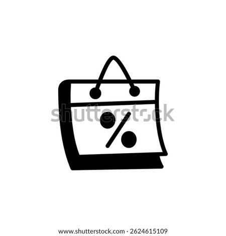 Calendar with percent icon. Discount calendar, simple flat style, illustration, logo sign symbol pictogram template, for ui or ux isolated on white for mobile app, editable
