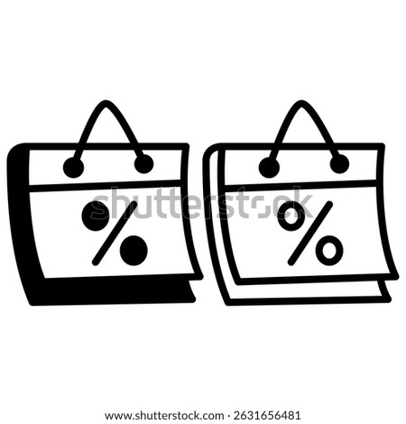 Calendar with percent icon. Discount calendar, simple flat style, illustration, logo sign symbol pictogram template, for ui or ux isolated on white for mobile app, editable