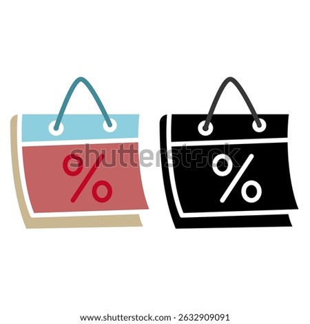 Calendar with percent icon. Discount calendar, simple flat style, illustration, logo sign symbol pictogram template, for ui or ux isolated on white for mobile app, editable