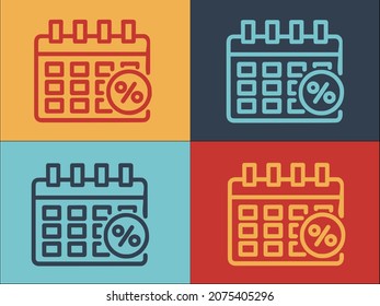 Calendar With Percent Logo Template, Simple Flat Icon of calendar,percent,icon