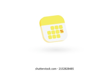 Calendar with percent, Online shopping discount event calendar symbol