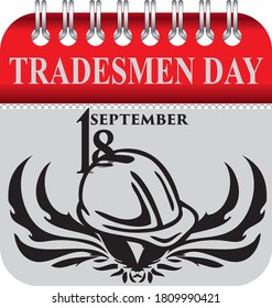 Calendar with perforation for changing dates - september Tradesmen Day