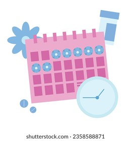 calendar period menstruation in flat illustration