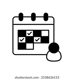 Calendar With Person icon isolated on a white background. Vector illustration.