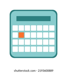 Calendar with picked day flat vector isolated illustration. Daily schedule notes. Flat UI icon for calendar. Pick a day to visit a specialist.
