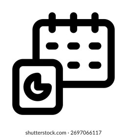 Calendar and Pie Chart modern creative icon design for data organization, scheduling, and visual analytics interface