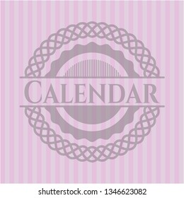 Calendar pink emblem. Vintage.