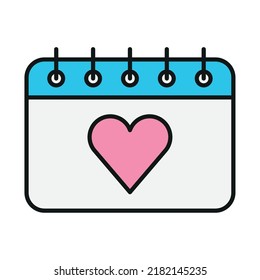 calendar with pink heart symbol