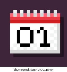 Calendar pixel art. Vector illustration.