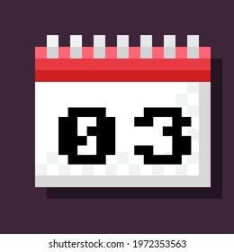 Calendar pixel art. Vector illustration.