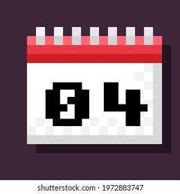 Calendar pixel art. Vector illustration.