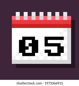Calendar pixel art. Vector illustration.