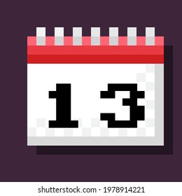 Imagen de píxel de calendario. Icono plano de sitio web. Calendario de iconos. Ilustración vectorial. Caricatura aislada del calendario de arte de píxeles vectores.