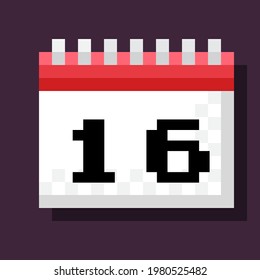 Calendar pixel art. Vector illustration.