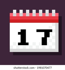 Imagen de píxel de calendario. Icono plano de sitio web. Calendario de iconos. Ilustración vectorial. Caricatura aislada del calendario de arte de píxeles vectores.